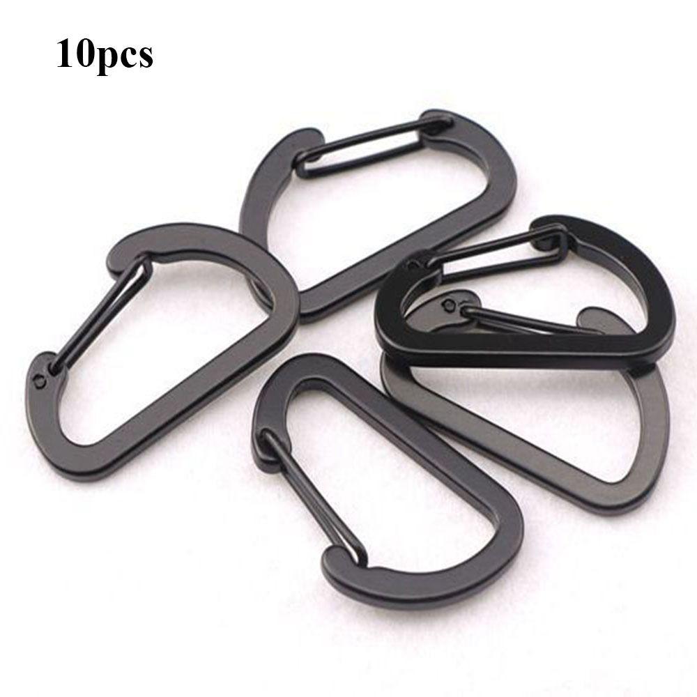

10pcs Equipment Climbing Button Black Aluminium Alloy Carabiner Camping Hiking Hook Outdoor Sports
