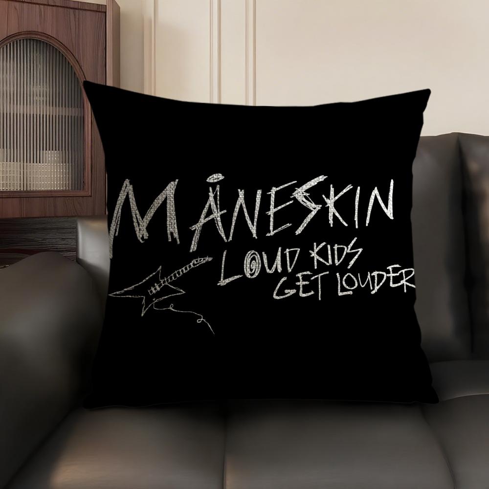 Hot Pop Rock Band M-Maneskin Pillow Case Double-Sided Printing Short Plush Sofa Cushion Cover Bedroom Bedside Pillow