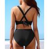 Charmleaks Women High Waisted Bikini Sets Two Piece Swimsuit Ruched Sexy Bandeau Bathing Suit