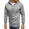 Large Size Men's Spring and Autumn Solid Outerwear Sports Fitness Hoodie Fashion Casual Zip-Up Coat with Pockets