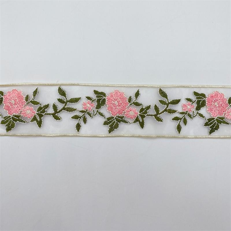 1 Yards Ethnic Style Embroidery Lace Flower Organza Embroidery Hanfu Clothing Accessories Ribbon Accessories