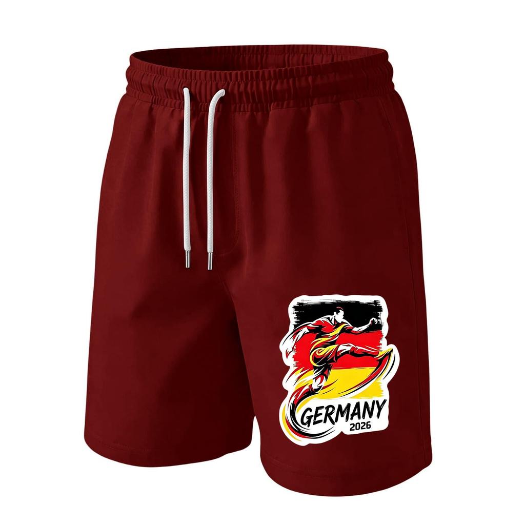 Men’s Casual Drawstring Waist Shorts with Germany 2026 Print Relaxed Fit Lightweight Breathable Athletic Lounge Wear