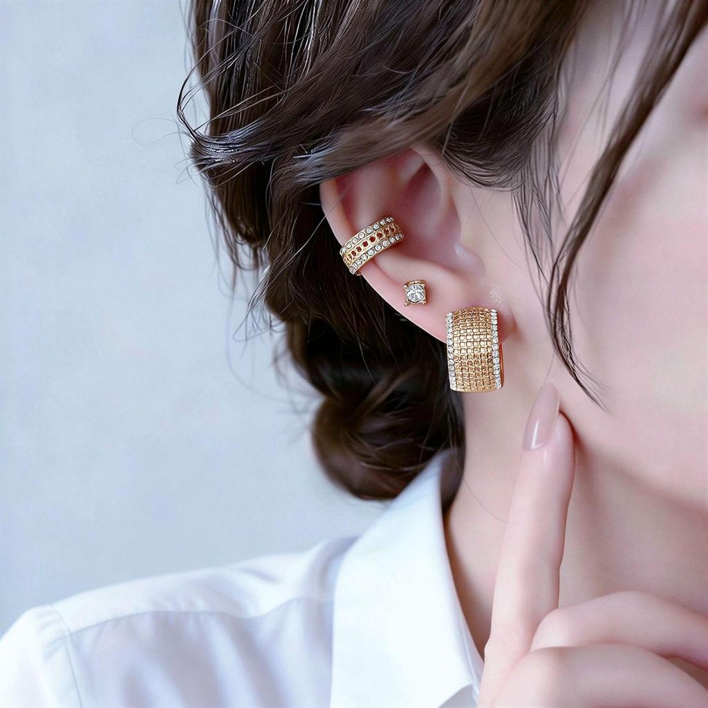 European C-Shaped Geometric No-Piercing Ear Clips for Women