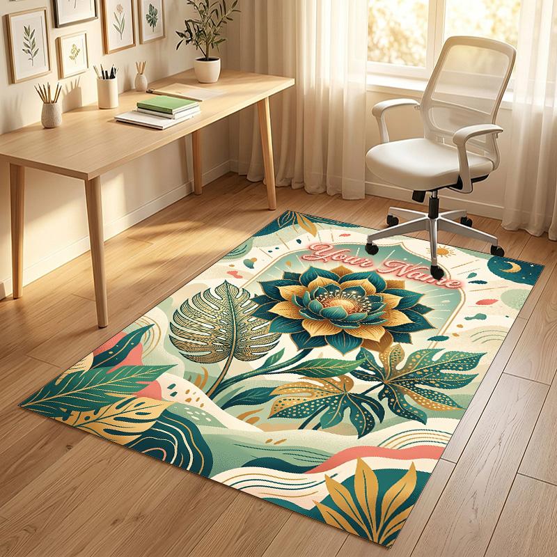 Lions Majesty Theme Soft Crystal Velvet Rug Custom Name & Text Print Non Slip Floor Rug for Bedroom Living Room