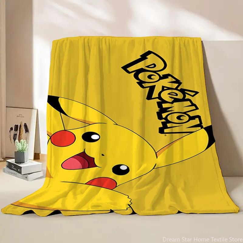 Anime Pokemon Flannel Fluffy Soft Blanket Pikachu Home Sofa Lunch Break,Throw Blanket For Kids Student Bed Blanket Nap Cover