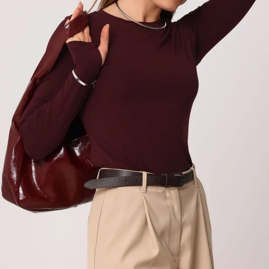 Women's Neck Knit Sweater Base Layer Top for Casual Daily Wear