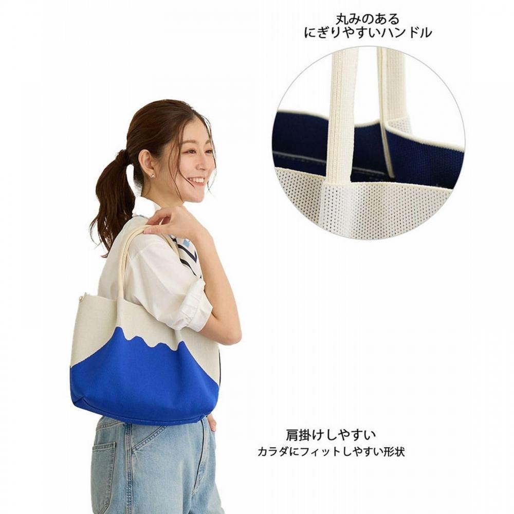 [Rootote] 2486 2487 Small Washable Knit Material Tote Bag CJ Deli Ruful (248701 Fuji Blue)