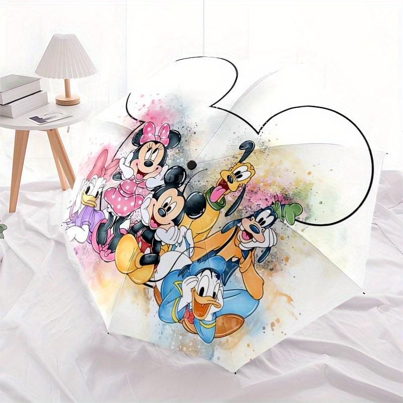 Mickey Mouse,Watercolor Art Automatic Umbrella Tri fold Portable Umbrella, Best Holiday Gift for Men and Women, Durable Iron Frame, Playfu