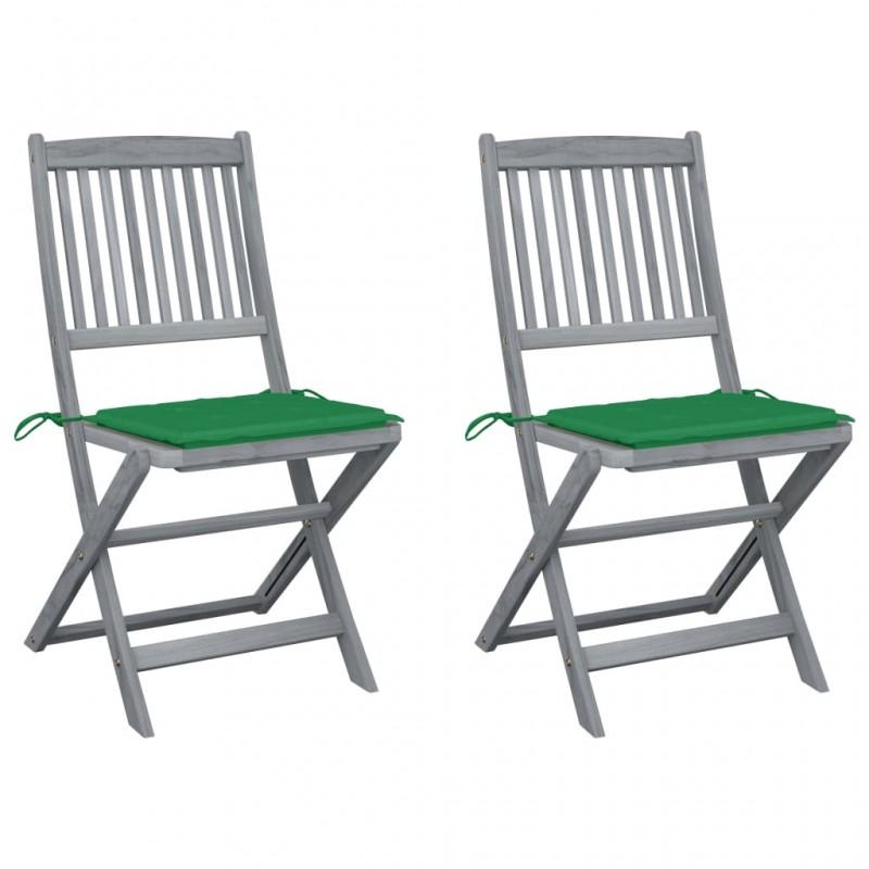 Day and Night - Day and Night Folding Garden Chairs 2 Pcs Cushions Solid Acacia Wood