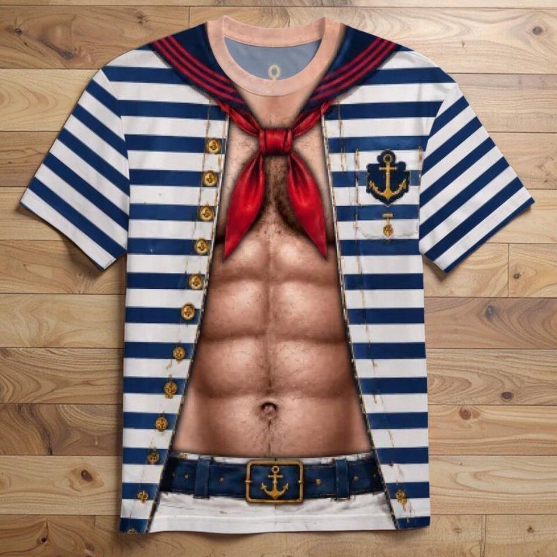 Men's Creative Summer Muscle Pattern T-Shirt