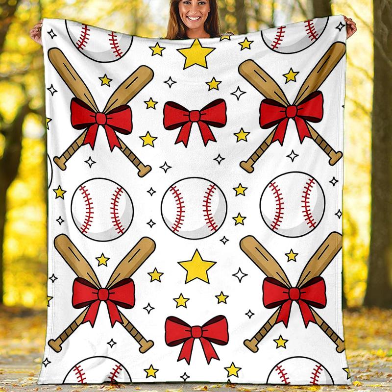 Baseball Theme Printed Blanket - Perfect for Couch, Bed, Travel & Outdoor Use | Machine Washable, Cozy & Durable.