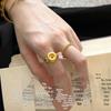 Xiaohongshu Hot Item: Unisex Ancient Style Ping'an Buckle Ring with Golden Sunflower Design