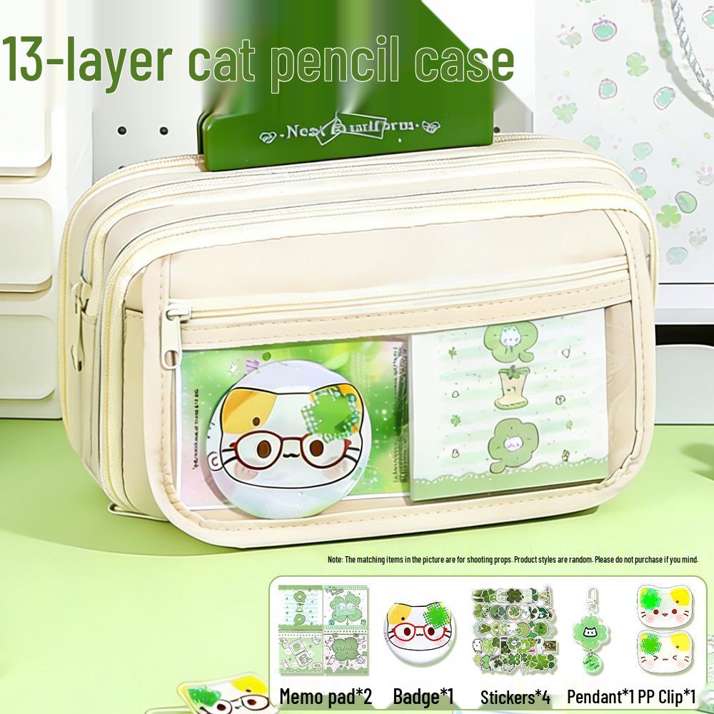 Four-Leaf Clover Kitten Tutoring Stationery Set Gift Box for Elementary School Girls - 2026 Edition