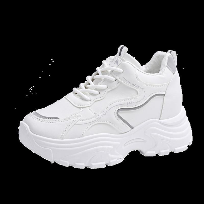 

увеличение внутренней высоты толстая подошва сочетание цветов белые туфли женские новые кроссовки с высоким верхом стиль колледжа универсальная женская спортивная обувь 40