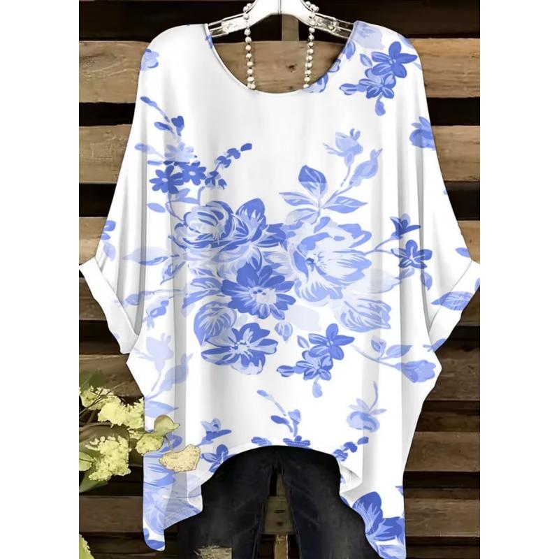 Elegant Boho Print T-Shirt for Plus-Size Women