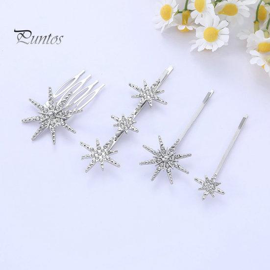 Wedding Hairpin 4Pcs/Set Star Shape Bridal Hairpins Shining Rhinestones Hair Clips Clip Decor Fashion Accessories Bangs