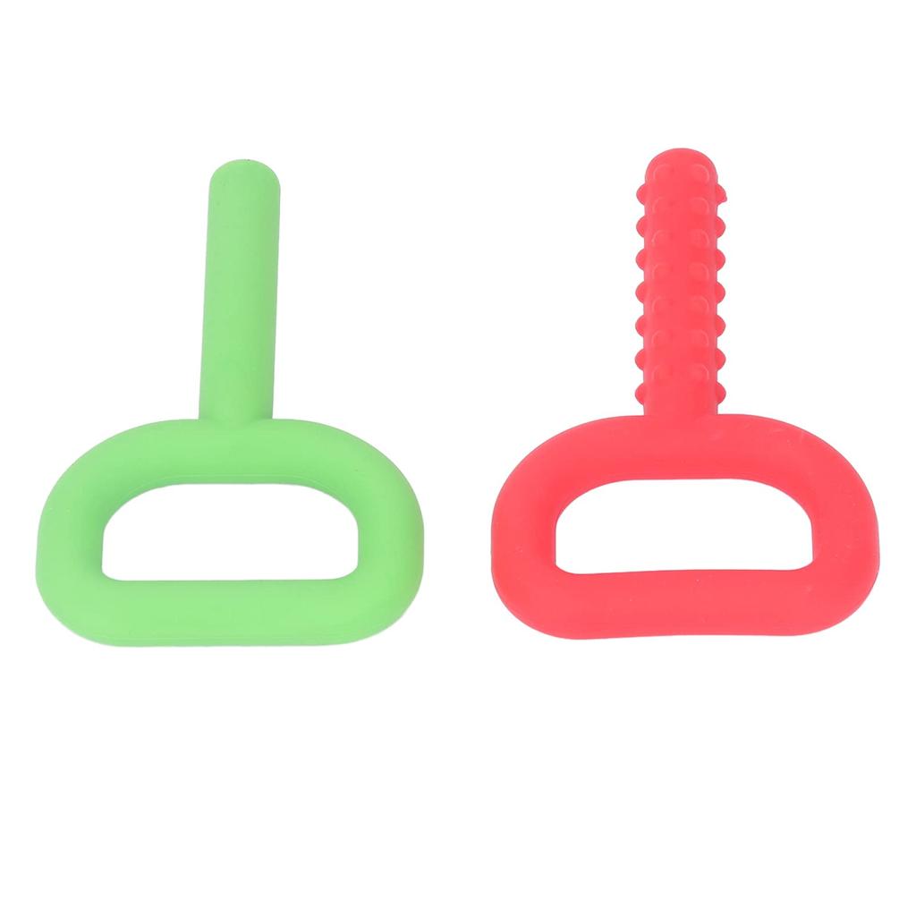 2 Handheld Chew Chewable Silicone Sensory Teething Toys for Encourages Chewing and Lower Back Suitable for Ages Year Toys, D-Shaped Babies, Function,