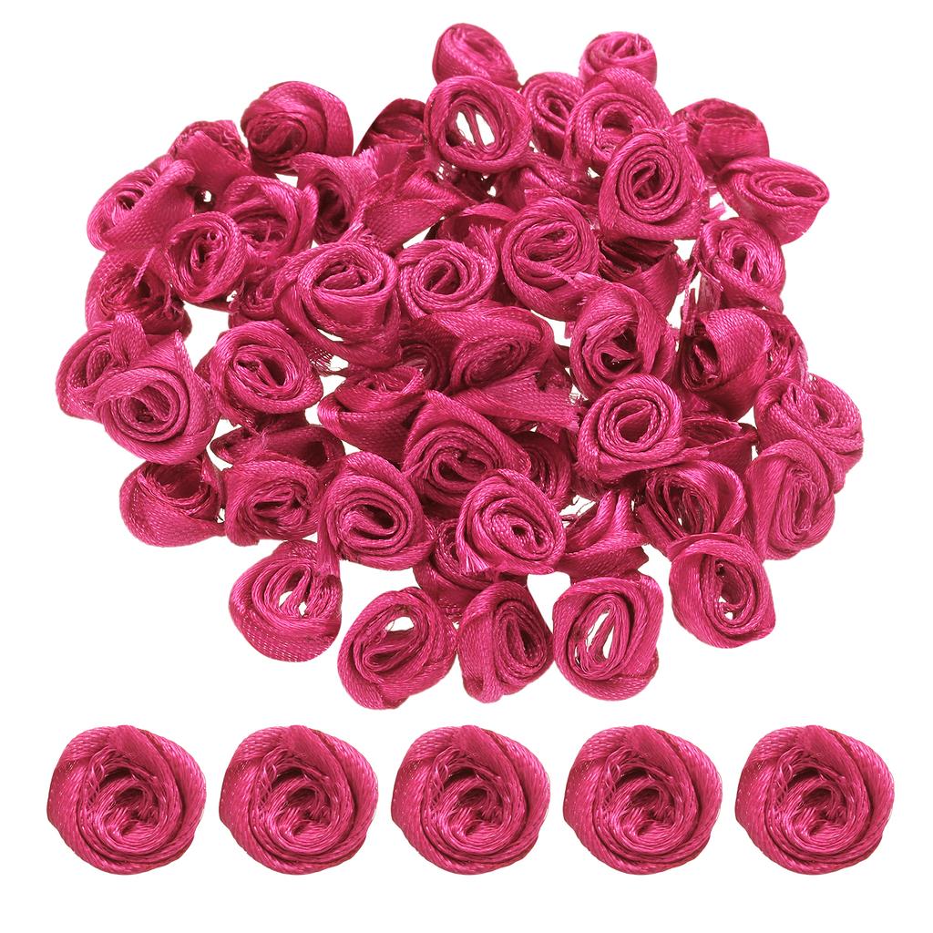 100 Stück 1,5 cm Mini Satinband Rosen Handgefertigt Gerollte Rosettenblume für DIY Bastelzubehör Nähen Verpackungsdekoration