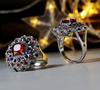 Rongyu Fashion Sparkling Red Corundum & Diamond Ring - Christmas Wedding Edition