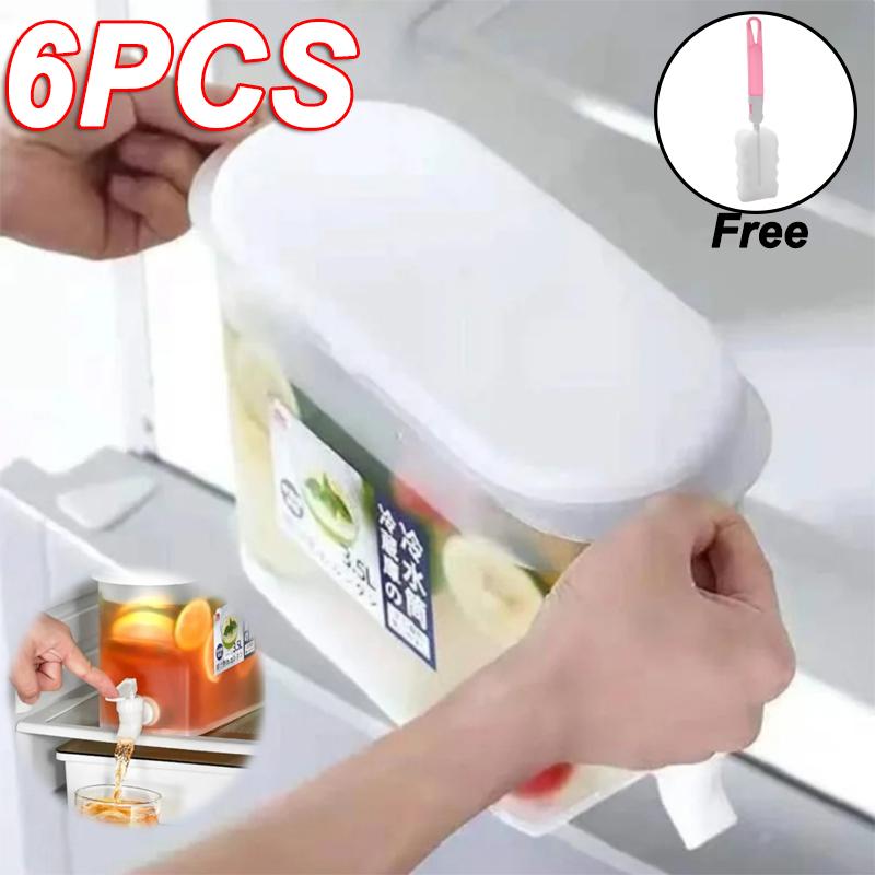 3.5L Large Capacity Cold Water Pitcher Cold Kettle with Faucet In Refrigerator Iced Beverage Dispenser Refrigerator and Spigot