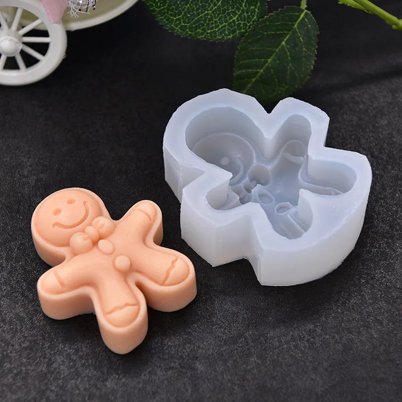 Smile Face Gingerbread Man Silicone Mold Gingerbread Sugar Cake DIY Candle Making Supplies Mould Festival Christmas Decoraions