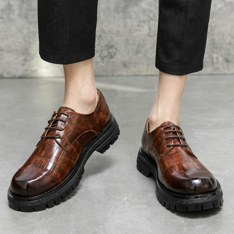 2024 Men's Thick Soled Oxford Shoes Fashion Versatile Breathable Office Classic Business Luxury Designer Formal Crocodile Shoes