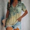 Summer Colorful Floral 3d Printing T-shirt Women's V-neck Short-sleeved T-shirt Top T-shirt