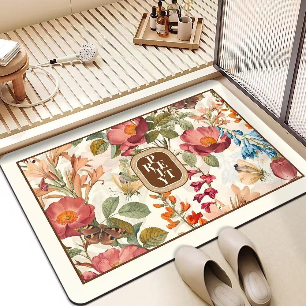 American Flower Light Luxury Advanced Sense Bathroom Absorbent Mat Dirty Non-slip Mat Toilet Quick Dry Good Care Door Mat