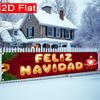 Spanish Christmas Banner, Red & Golden Spanish Lettering Design, Durable Polyester Outdoor Porch Fence Garden Party No Electricity Decoration