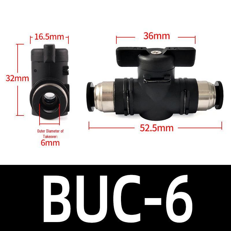 Pneumatic Hand Valve Set with Quick-Plug Connectors BUC 4/6/8/10mm