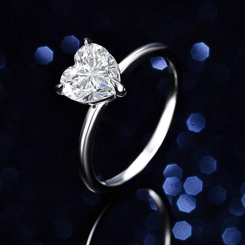 Bague Ringen Novinka v srdci S925 Sterling Silver Sparkling 2CT Moissanite zásnubní prsteny pro ženy Šperky s příslibem výročí