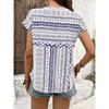 Geometric Pattern Round Neck Short Sleeved Shirt Top