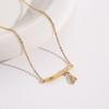 Elegant 18K Plated Titanium Steel Cross Necklace for Women - Light Luxury Clavicle Chain That Resists Fading