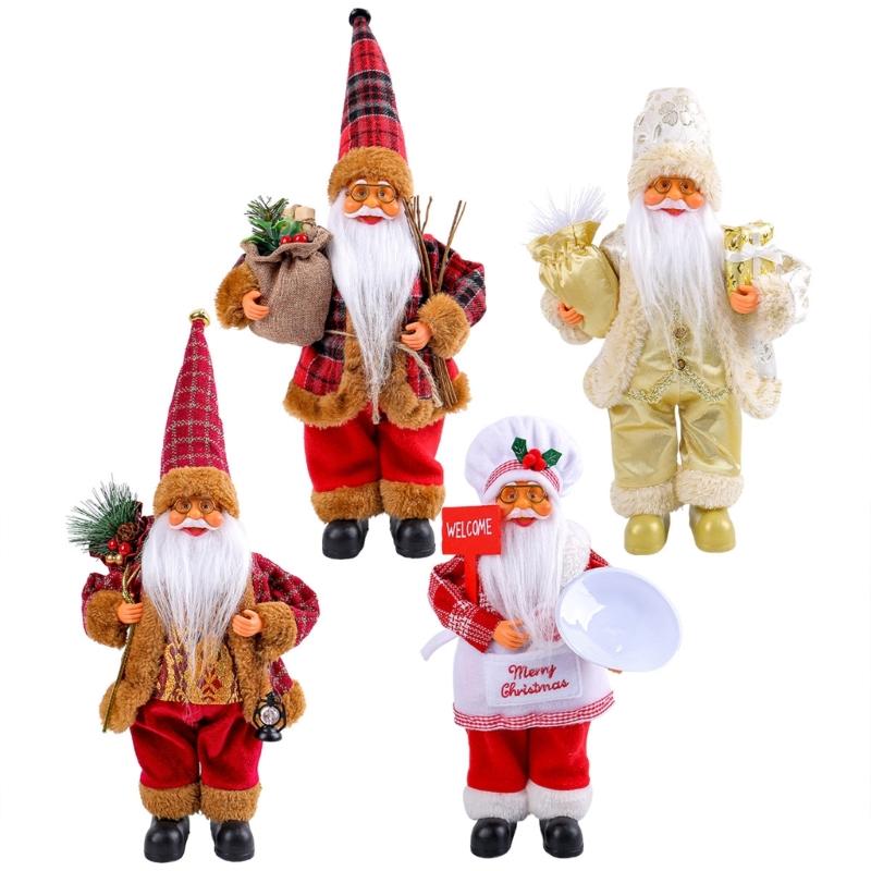 Multipurpose Holiday Ornament with Stylish Santa Doll Vibranting Fabric Christmas Collectible Figurines Daily Use
