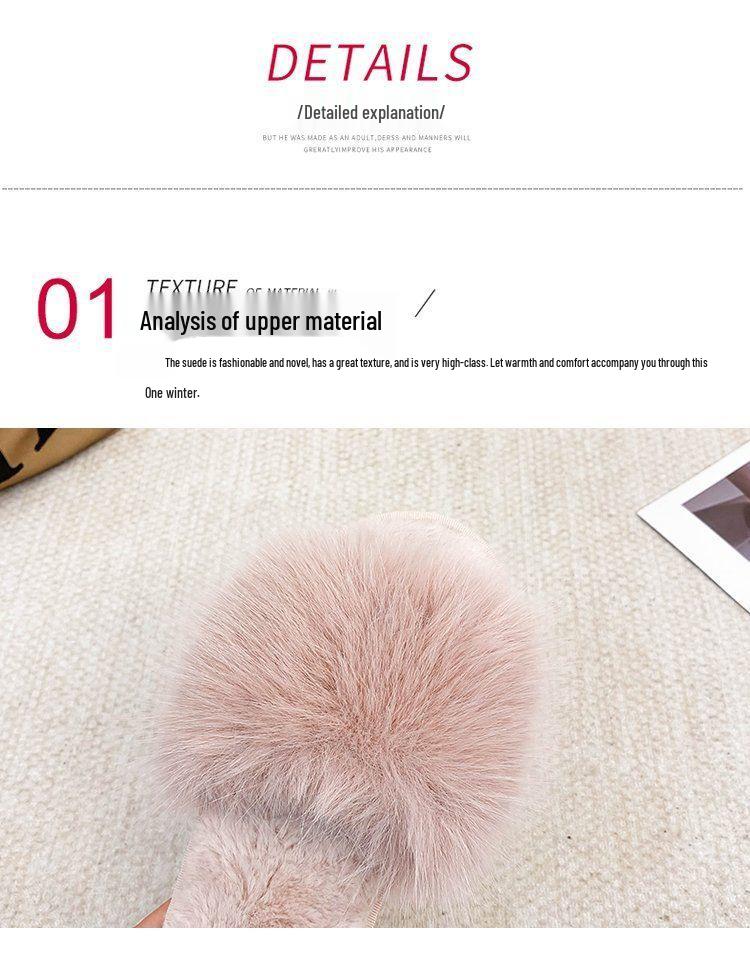 2026 Autumn/Winter Women's Silent Plush Cotton Slippers - Furry, Solid Color, One-Word Design, Indoor/Outdoor Wear.