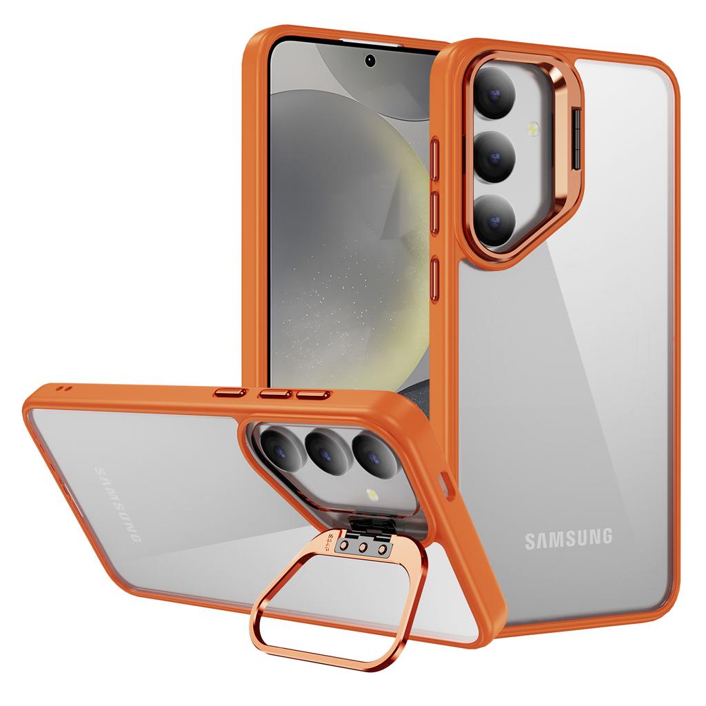 For Samsung Galaxy S25+ Case Lens Frame Kickstand TPU+Acrylic Protective Phone Cover