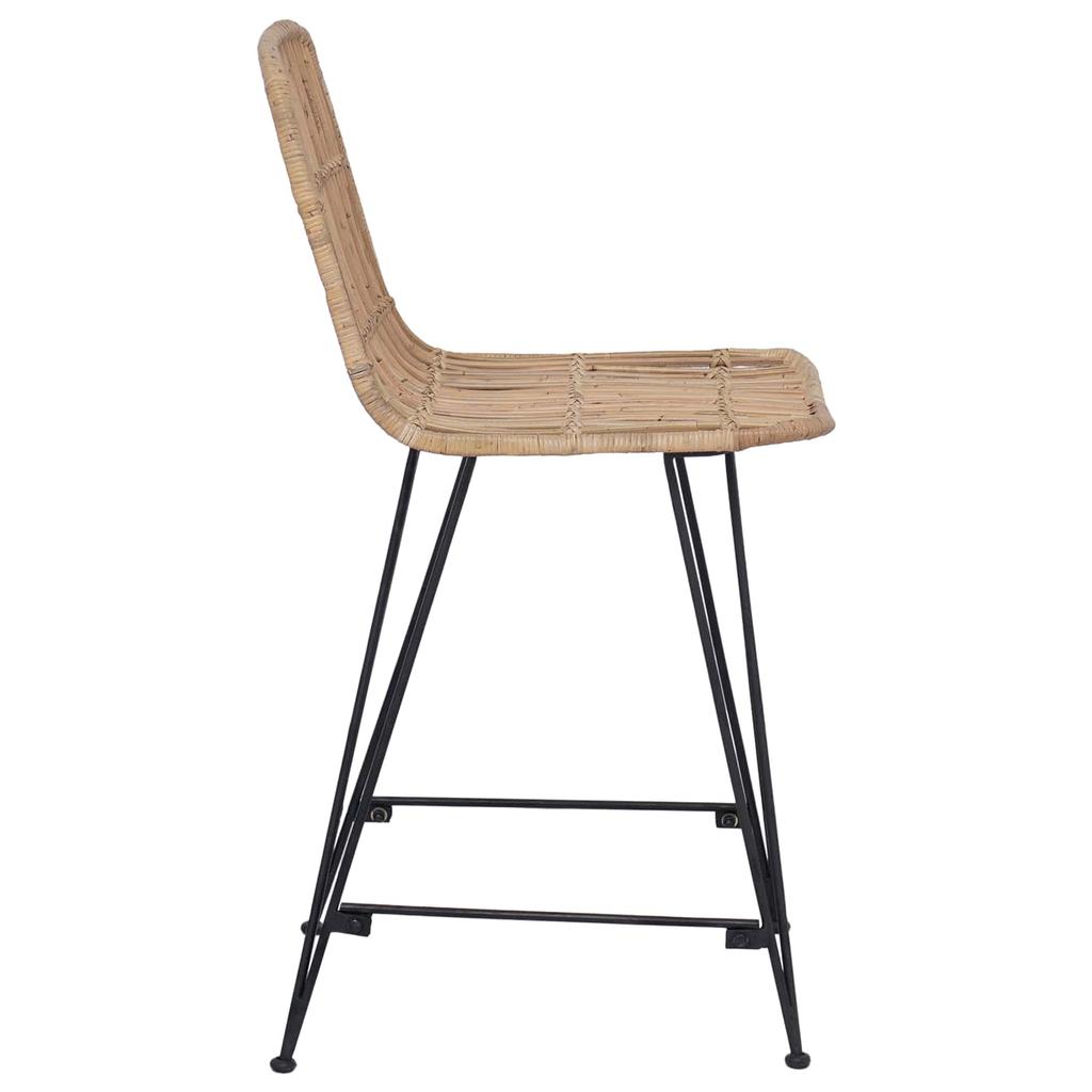Bar Stool Set of 2 Natural 44 X 54 X 96 Cm Rattan and Steel