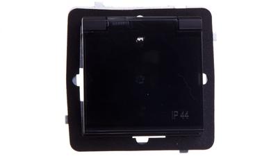 Sonata Splashproof Socket Z/U Schuko Ip44 Transparent Flap Black Metallic Gph-1Rs//33/D