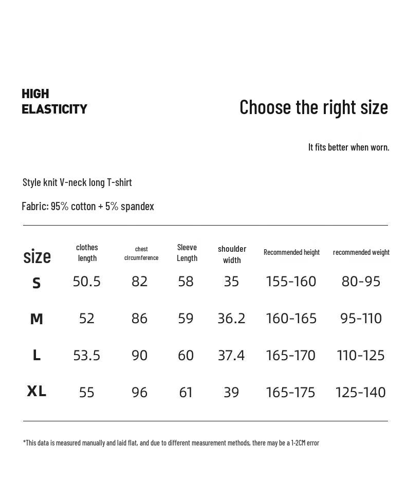 Women's Slim Fit V-Neck Long Sleeve Knit T-Shirt