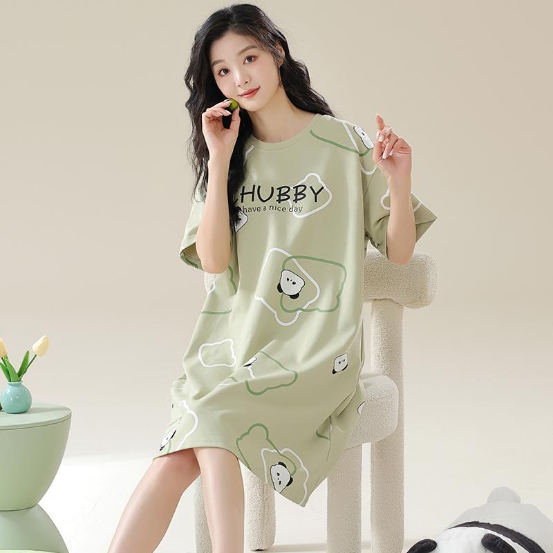 

Женские ночные рубашки с коротким рукавом и накладкой на грудь, женская летняя домашняя одежда с рисунком для молодых девушек, милая ночная рубашка, повседневная свободная одежда для отдыха XXL