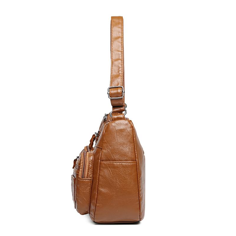 Multi-Layer Soft Leather Bag Women's Crossbody Bag Mobile Phone Bag Mother Shoulder Bag Middle-Aged Bag