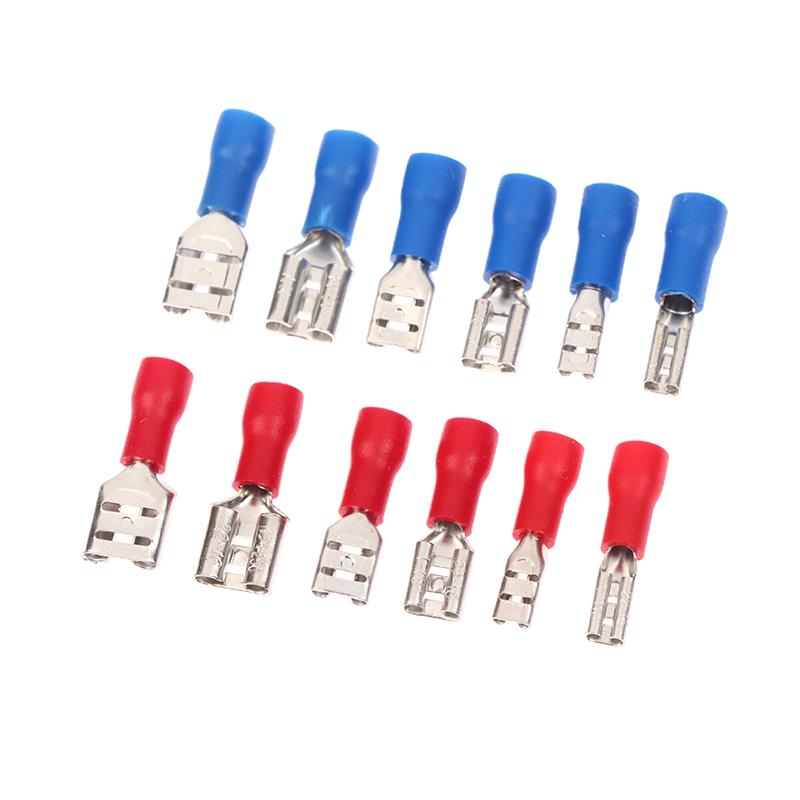 100 Peças Conector de Fio de Terminal de Pá Isolado Macho Fêmea Terminais de Conexão Elétrica por Crimpage Plugue de Cabo de Fiação Vermelho Azul Amarelo