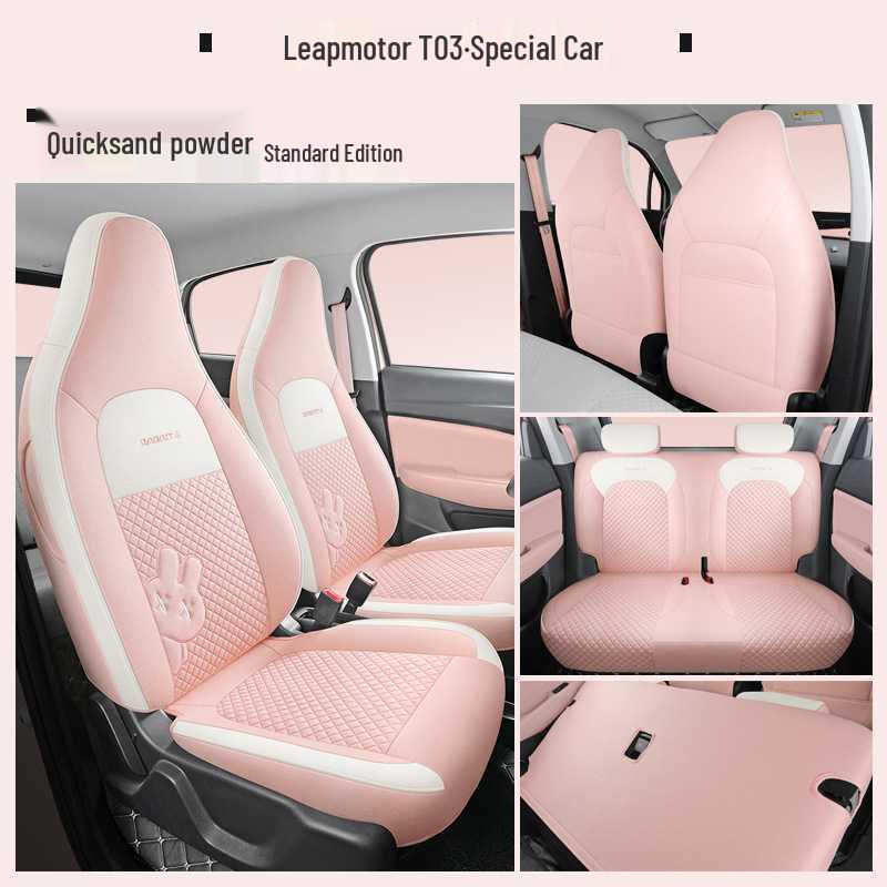 Leapmotor T03 Linen Cartoon Car Seat Cushion - Universal for Four Seasons Model Year Note
