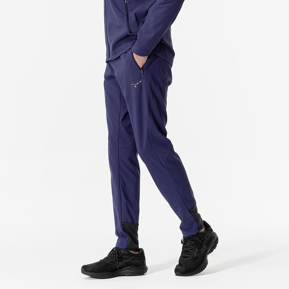 Mizuno Tech Shield Training Blue Size L Pants, Windproof, Stretch, Water-Repellent, 32MDA552, Men's Depth,