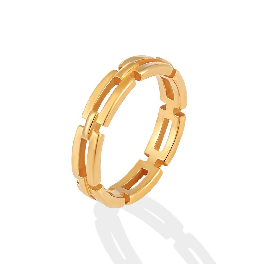 Cross-Border Geometric Chain Rectangle Ring: Minimalist Titanium Steel Jewelry