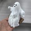 Halloween Swing Ghost Statue Resin Ghost Dog Witch on A Swing Figurine Outdoor Tree Hanging Ornament for Garden Patio Lawn Yard Decor