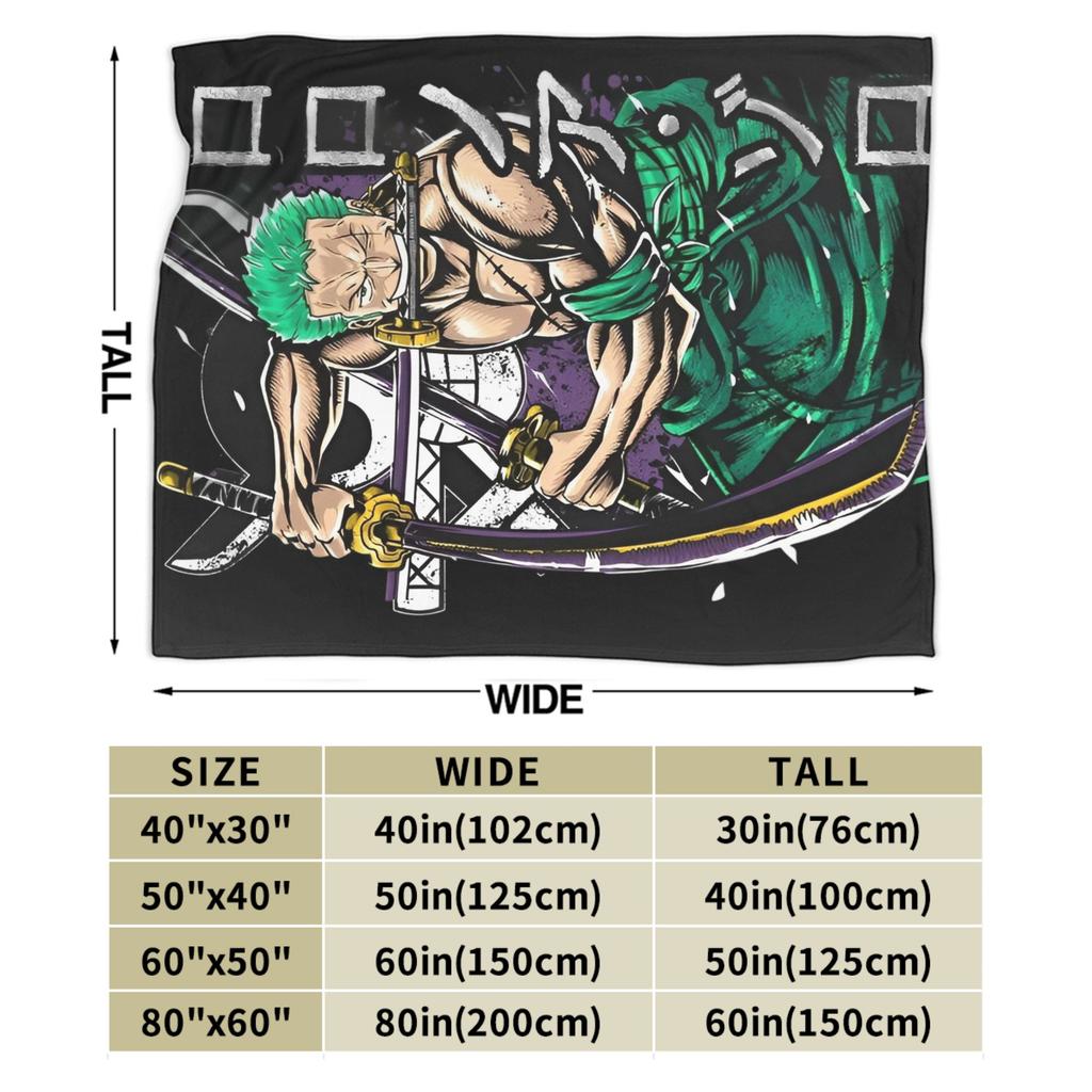 Luffy Roronoa Zoro Blanket Anime Wool Novelty Warm Throw Blankets for Home Restaurant Autumn/Winter,