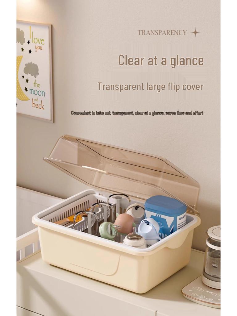Cutlery & Bottle Drying Rack with Dustproof Lid for Baby Utensils