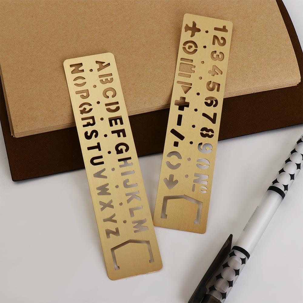 Brass Ruler Bookmark Letters Metal Bookmark School Supplies Number Letter Bookmark  Reading