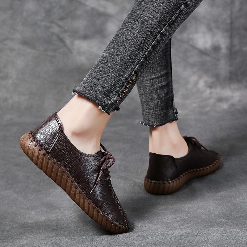 fashion Summer Loafers Women's Casual Lace Up Shoes Moccasins Soft Sole Ladies Footwear Women Flats Shoes Female All-match Beanie Shoes